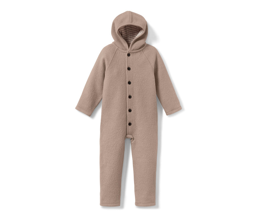 Hnedý detský overal s vlnou merino.