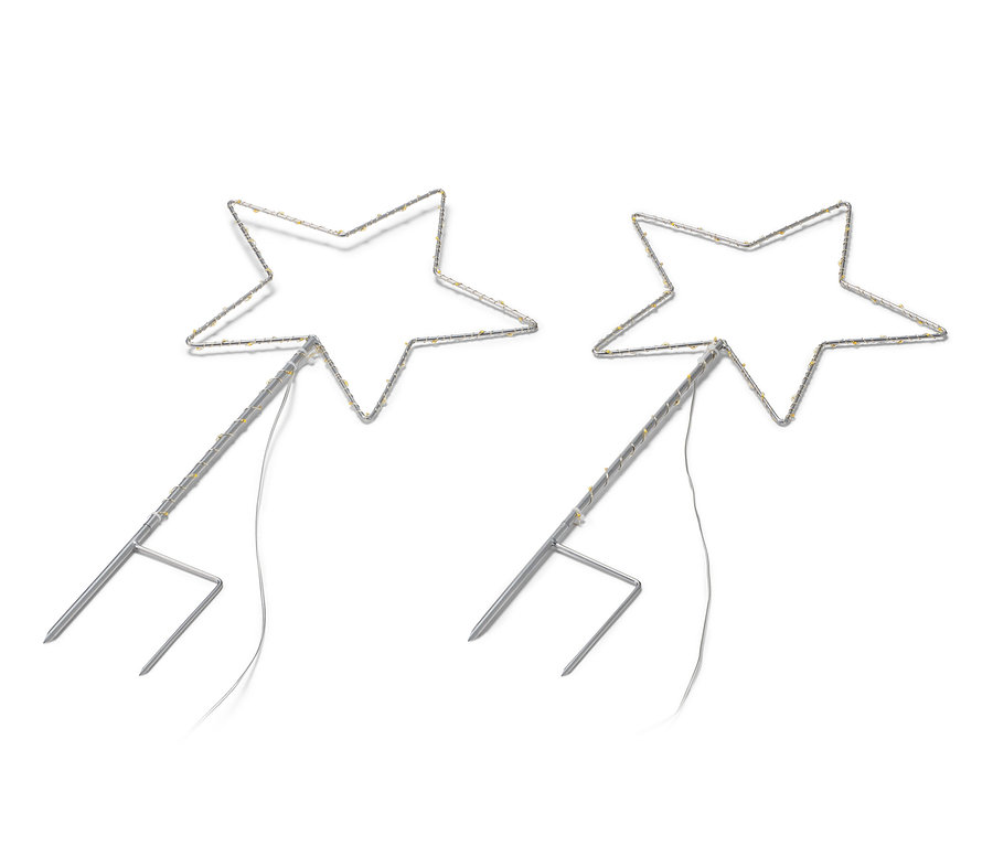 Dve veľké LED svietidlá s hrotom na zapichnutie do zeme »Stern«.