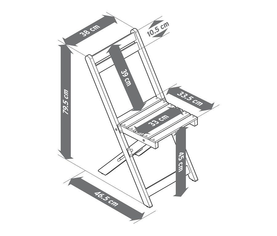 Nákres balkónovej jedálenskej súpravy »Lenja« s regálom s vyznačenými rozmermi.