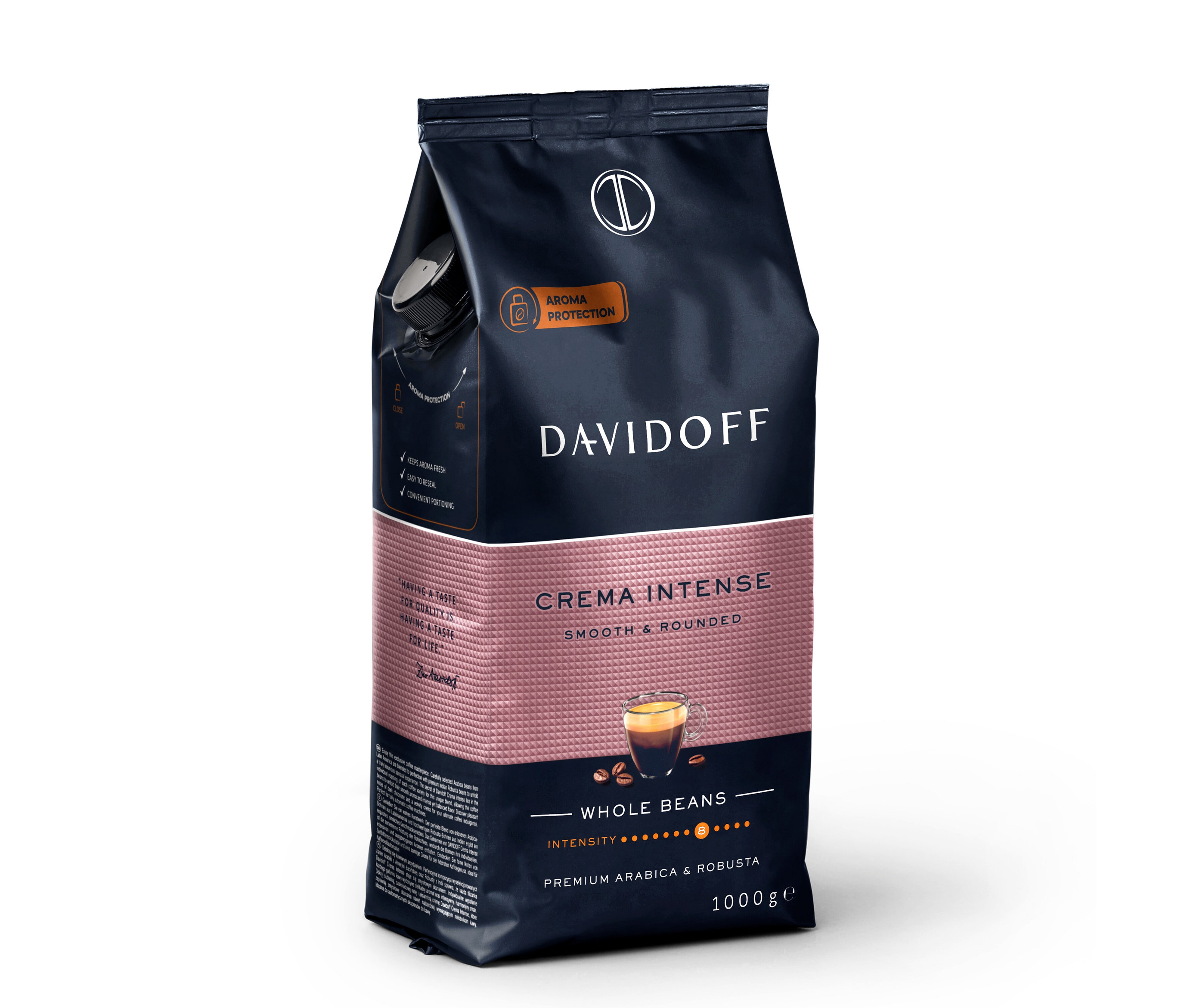 Tchibo - Davidoff Café Crema Intense - 1 kg kávových zŕn - Intenzita: 8/12