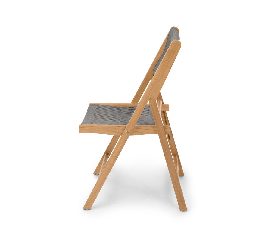 Detailný pohľad na súpravu sklápacích balkónových stoličiek »Lenja« s textilným výpletom.