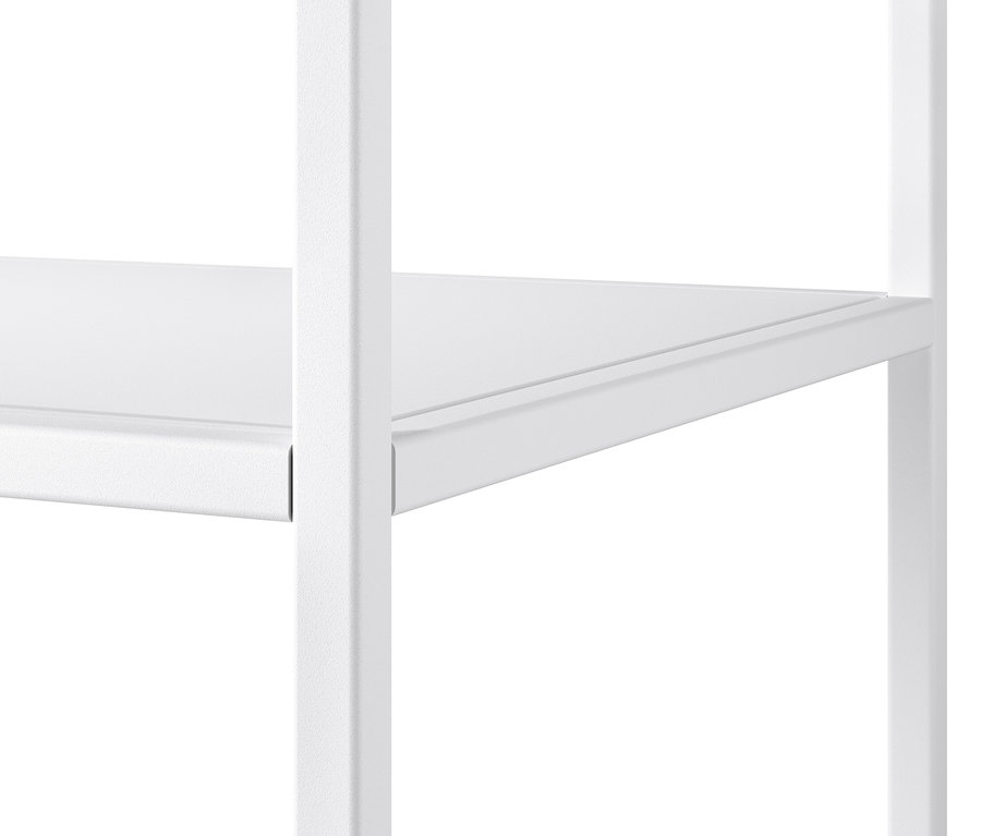 Detail bielej kovovej konzoly.