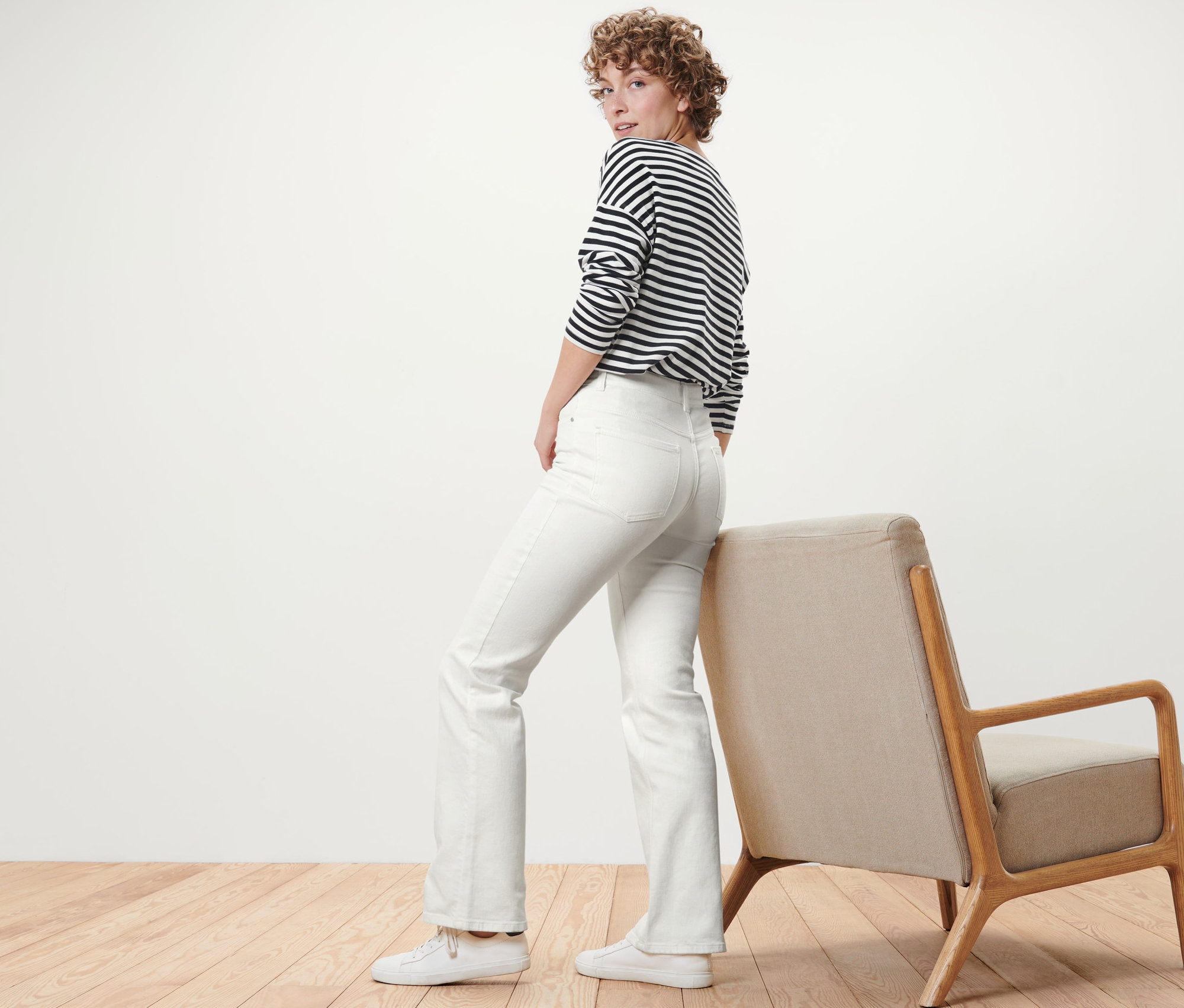 Tchibo - Bootcut džínsky – strih »Lou«, krémovobiele
