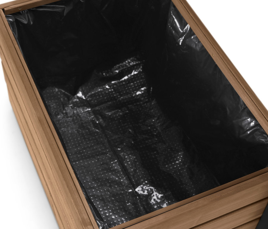 Detail hornej časti stojana na kvetináče Elin s čiernou vložkou.