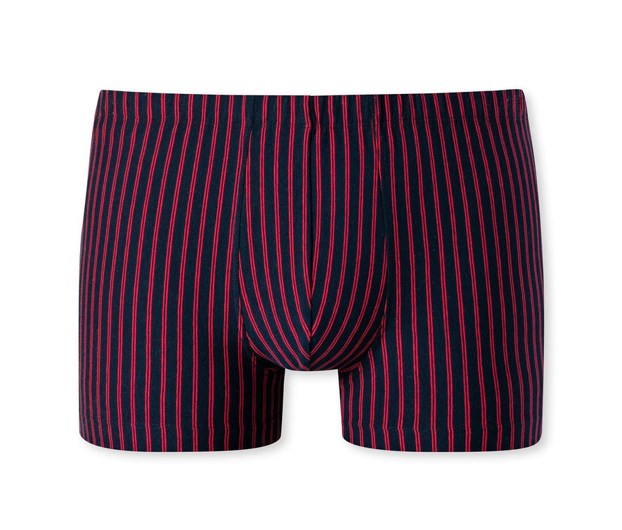 Červené boxerky SCHIESSER s biobavlnou s vertikálnymi prúžkami.