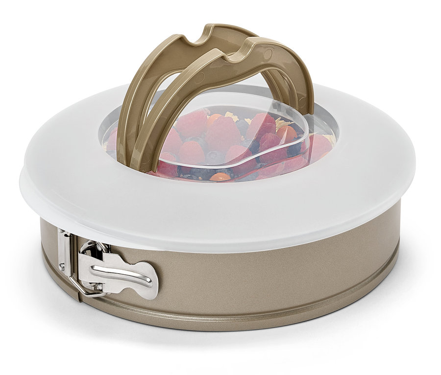 Forma na tortu s ovocím, vekom a rúčkami.