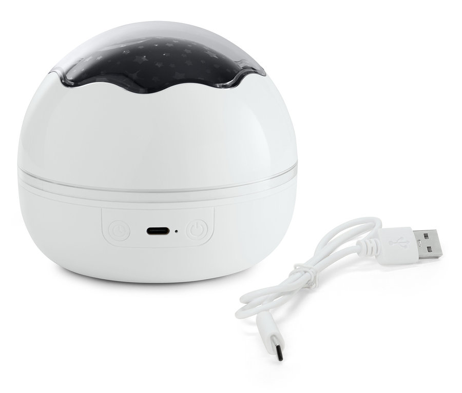 Biela lampa s hviezdami a USB káblom.