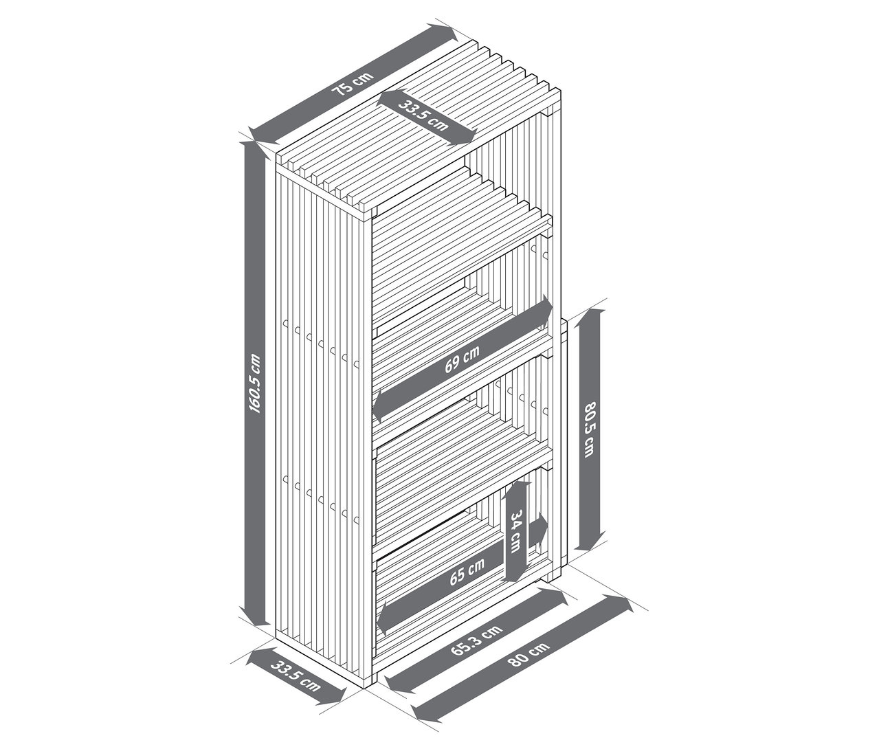 Na obrázku je zobrazený výsuvný regál s názvom "FLEKSIBEL" s rôznymi rozmermi.