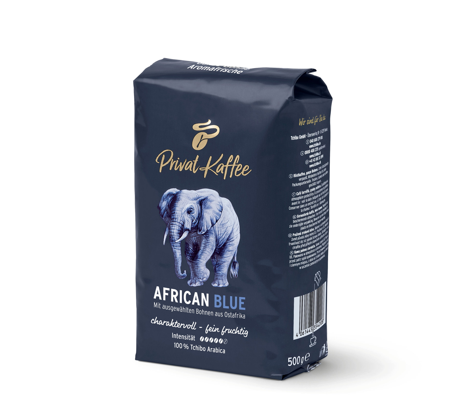 Tchibo - Privat Kaffee African Blue - 500 g, zrnková káva - Intenzita: 5/6