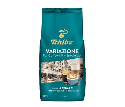 Balenie zrnkovej kávy Tchibo Variazione s obrázkami kávových špecialít.