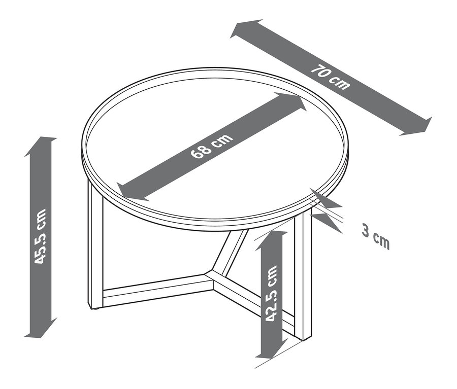 Rozmery okrúhleho konferenčného stolíka.