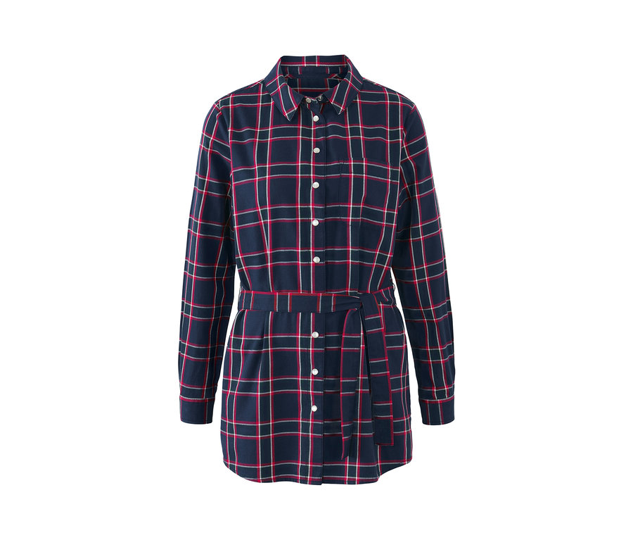 Kockovaná dlhá košeľa z bavlneného flanelu.