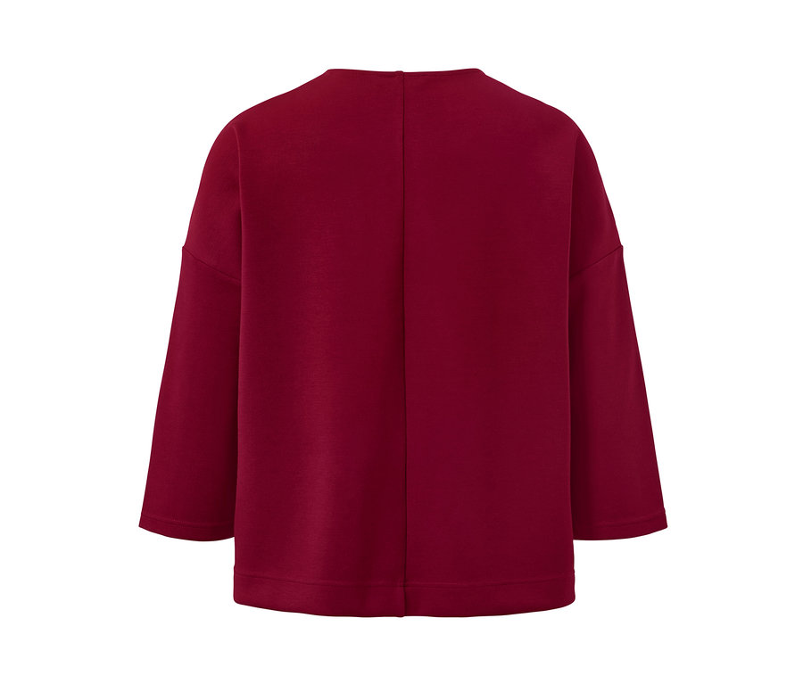 Bordové mikinové tričko s 3/4 rukávmi.