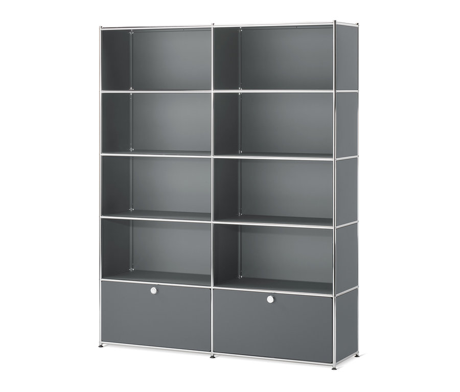 Sivý regál »CN3« s 2 výklopnými dvierkami.