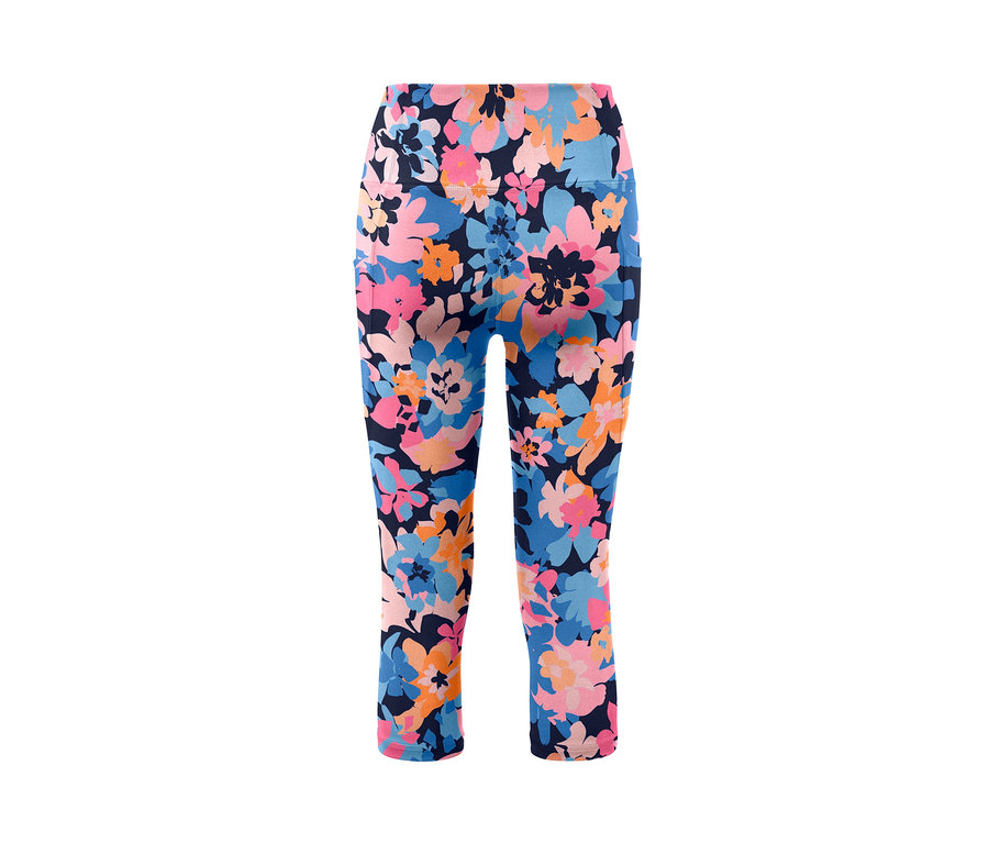 Trojštvrťové športové legínsy s kvetinovou potlačou.