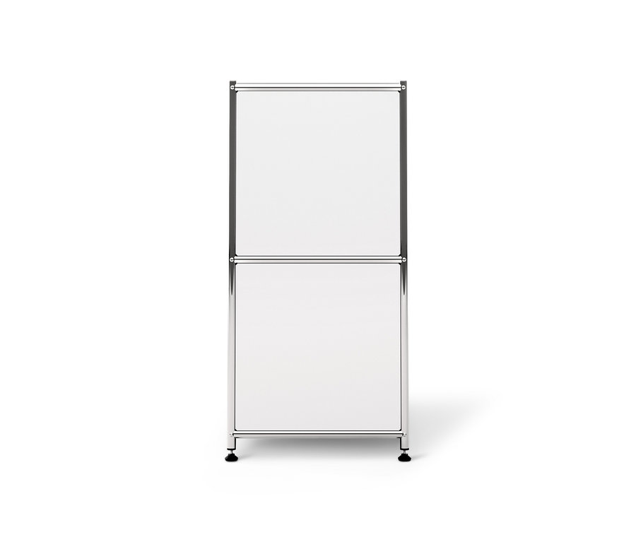 Biela kovová odkladacia skrinka »CN3« so 4 výklopnými priehradkami.