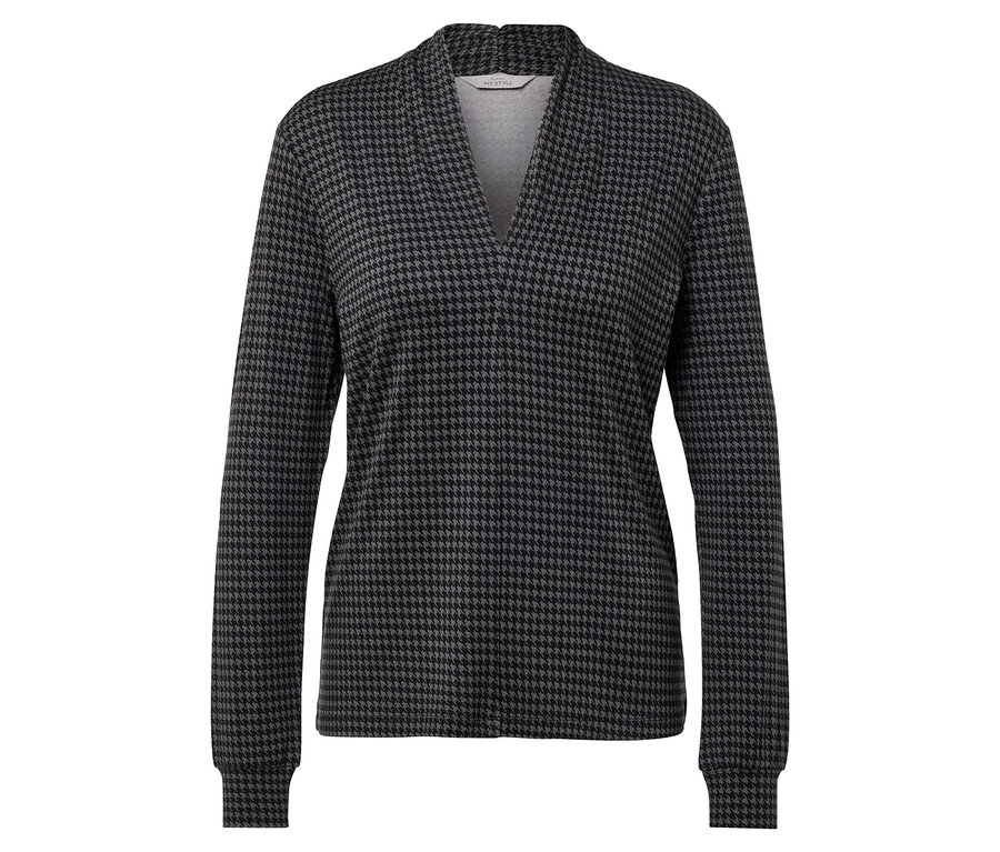 Dámsky top s dlhým rukávom a kohútiou stopou.