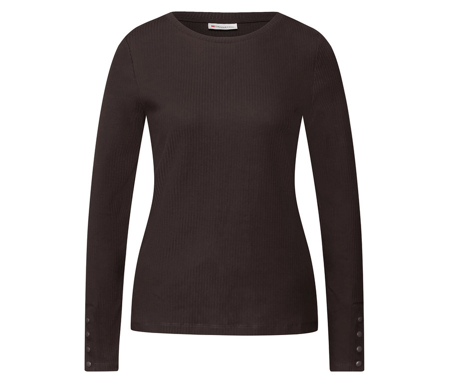 Street One tričko z rebrovaného úpletu, hnedé