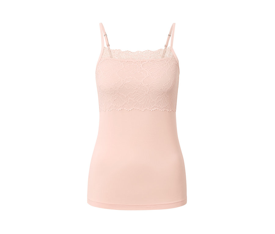 Ružové tielko s čipkou.