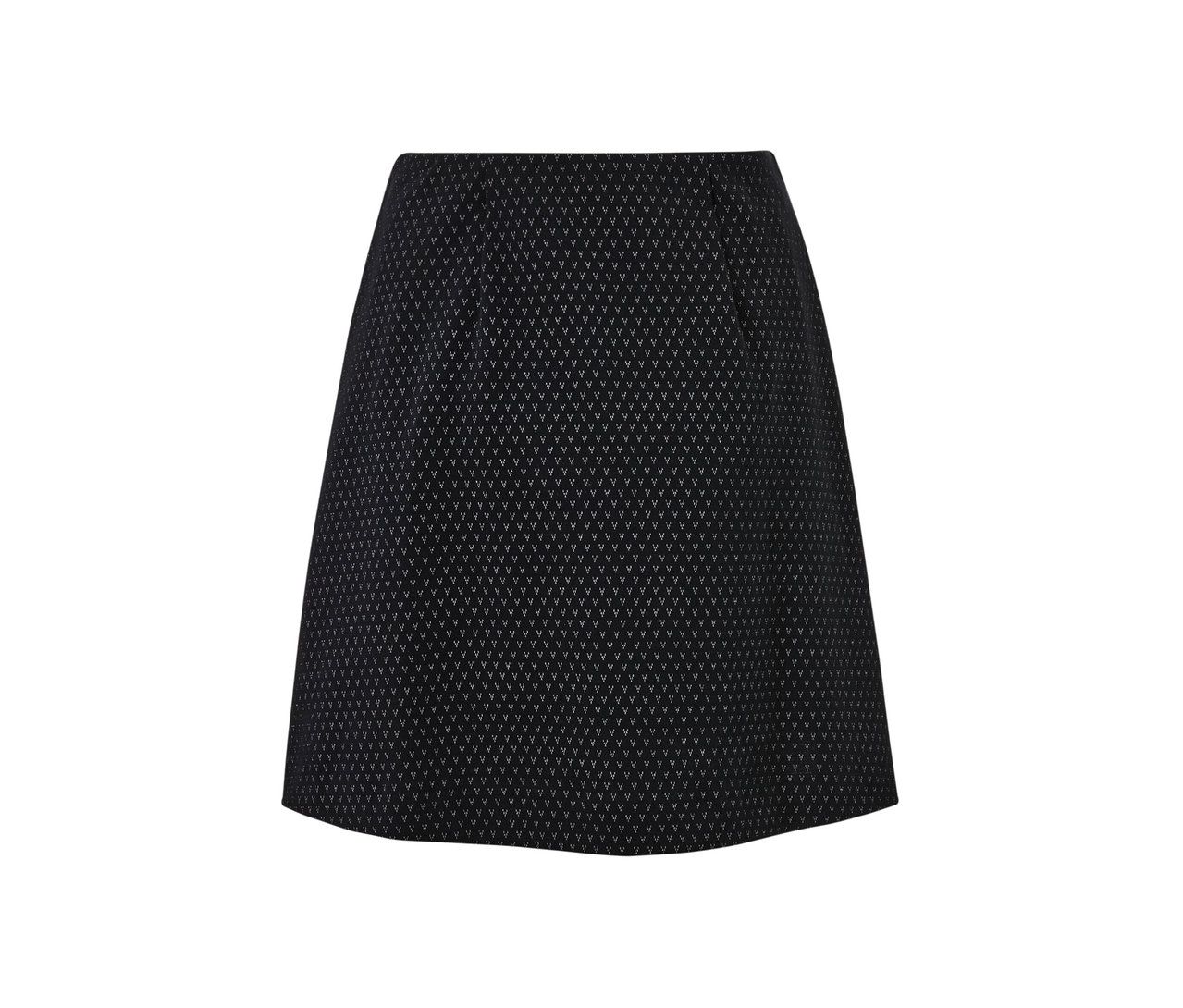 Čierna žakárová sukňa s trblietavým vzorom.