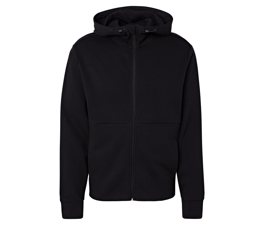 Čierna mikina s kapucňou na zips.