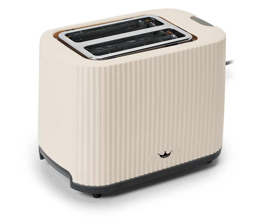 Béžový hriankovač s dvoma otvormi na bielom pozadí.