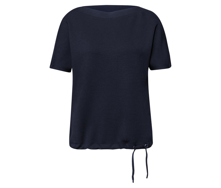 Námornícke modré tričko s krátkym rukávom Street One leží na bielom pozadí.