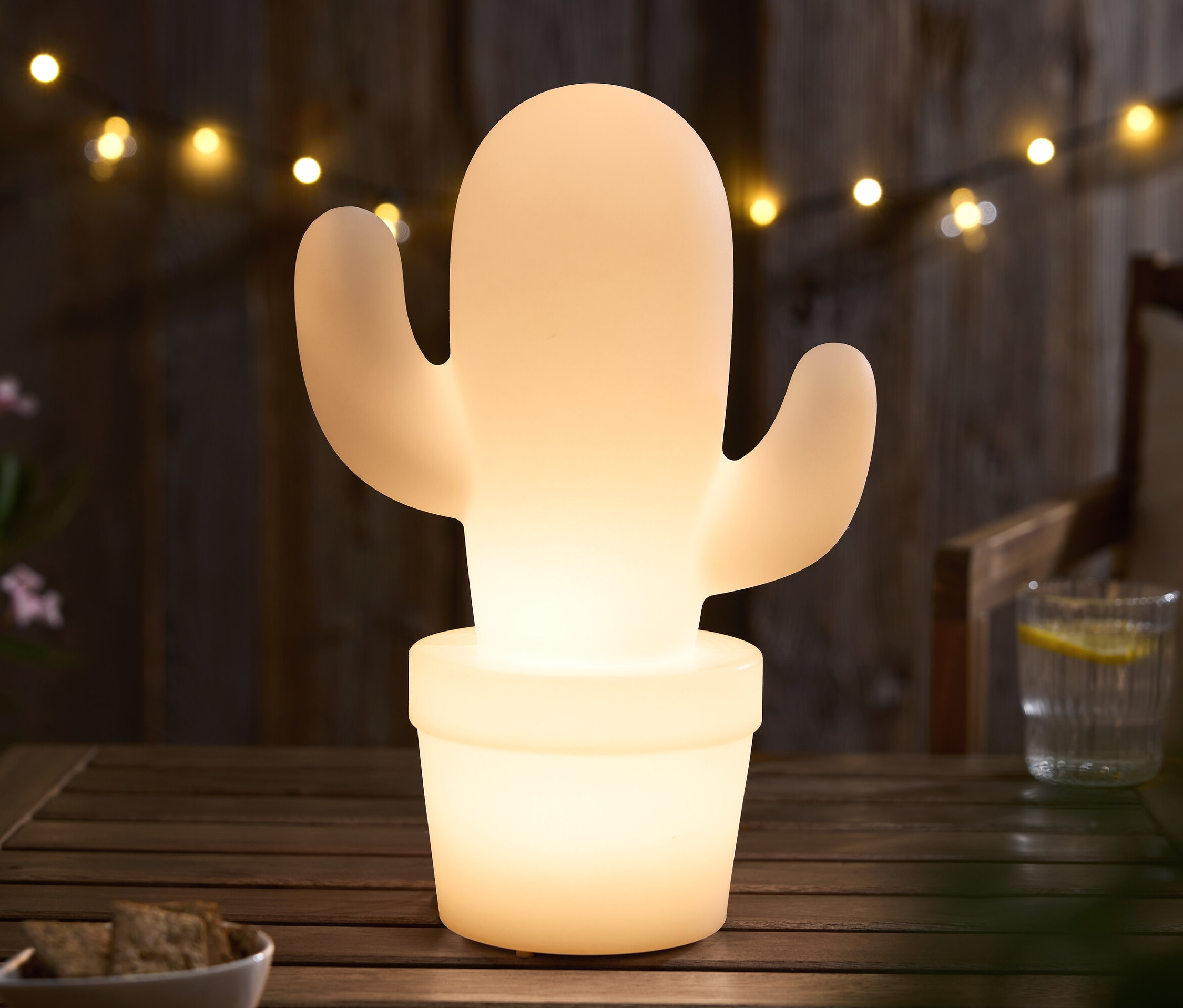 Tchibo - LED akumulátorová stolová lampa do exteriéru, kaktusová