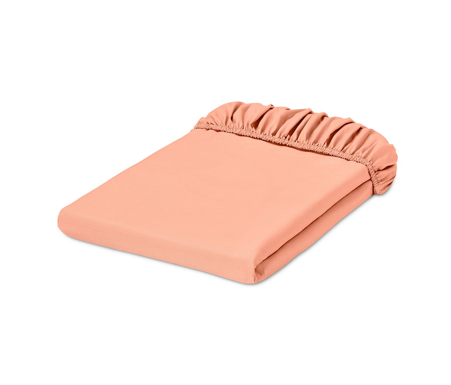 Zložená marhuľová napínacia plachta z perkálu štandardnej veľkosti.