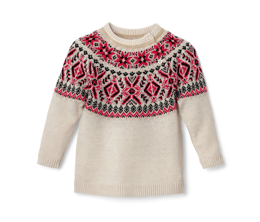 Detský pletený sveter s nórskym vzorom.