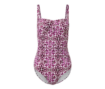 Jednodielne plavky tvarujúce postavu, bordové a biele