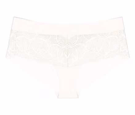 Biele nohavičky Triumph Body Makeup Illusion Lace s kvetinovou čipkou.