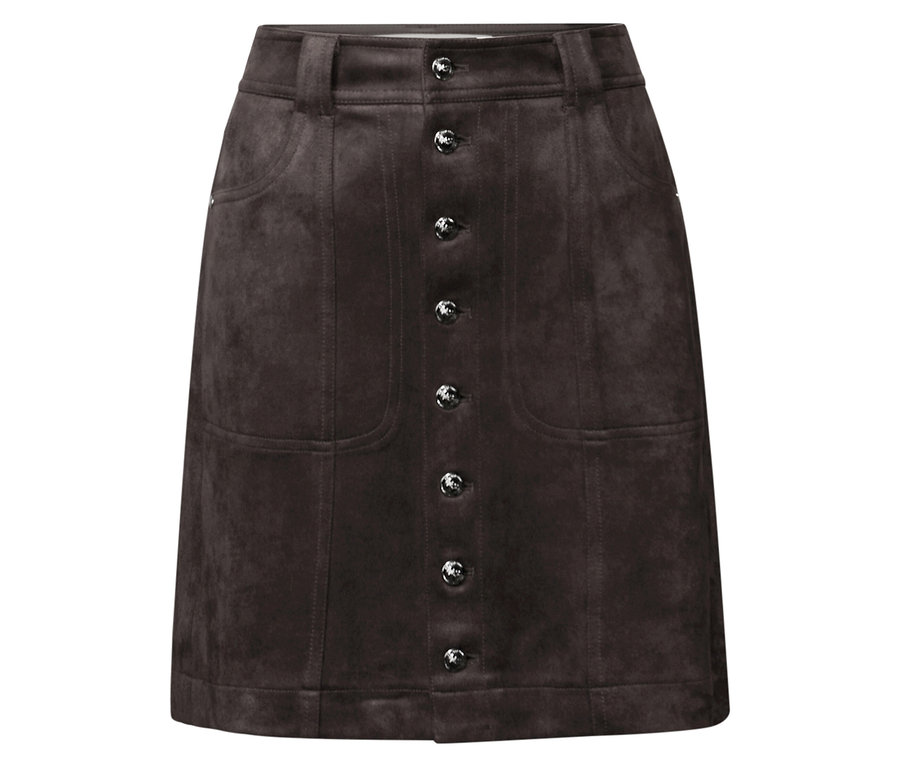Hnedá velúrová sukňa Street One so zapínaním na gombíky.