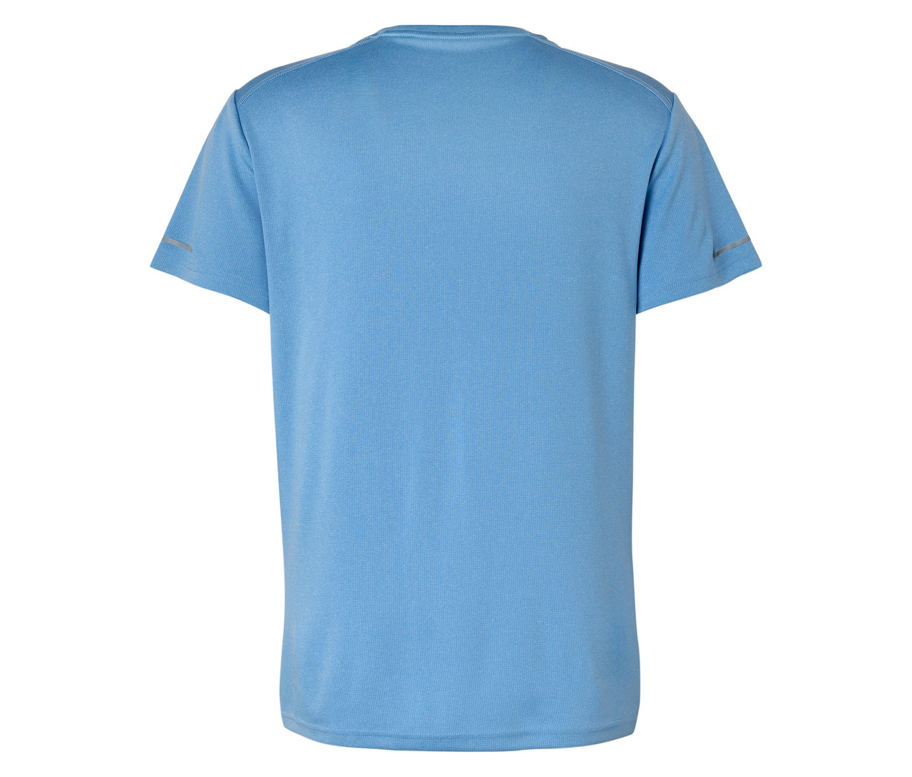 Pohľad zozadu na svetlomodré tričko s krátkym rukávom.