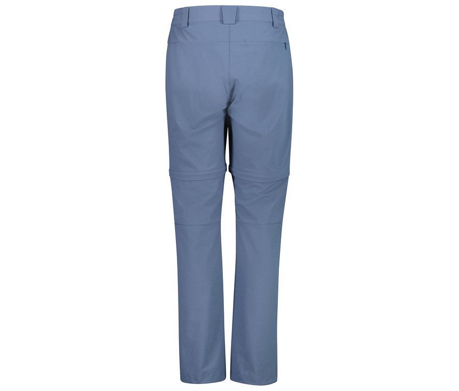 Modré, dlhé nohavice, fotené zozadu.