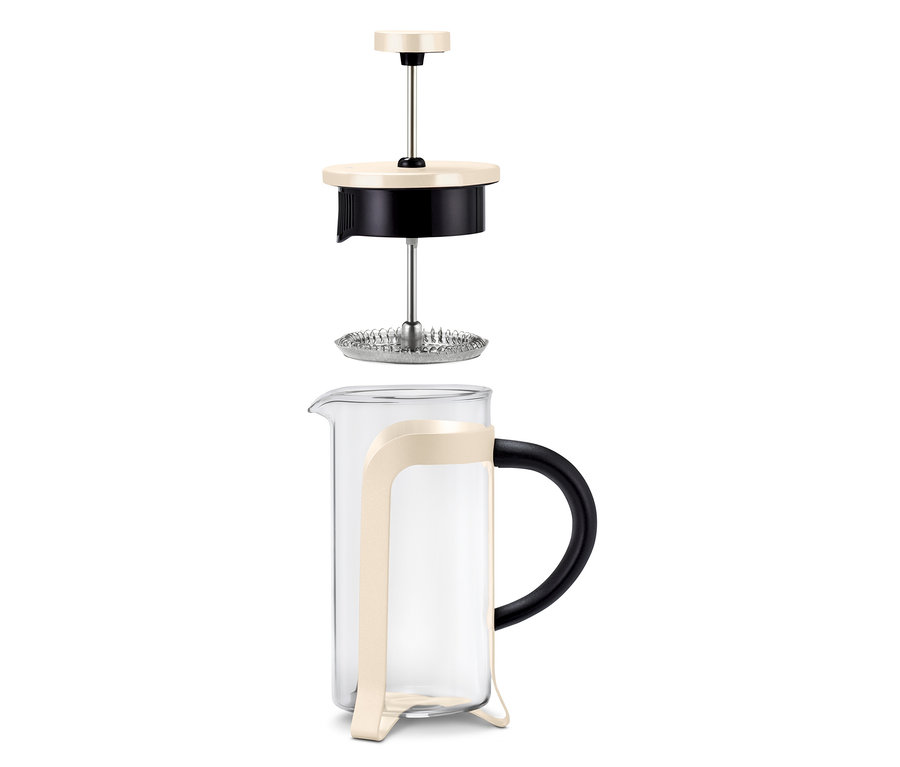 Rozložená kanvica french press 300 ml, 2 šálky, béžová.