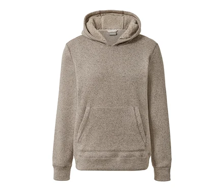 Béžová mikina Midlayer z pleteného flísu s kapucňou a klokaním vreckom.