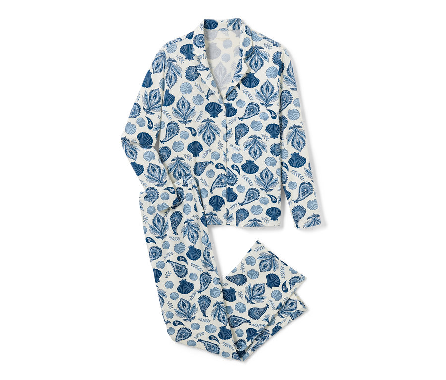 Súprava pyžama s potlačou mušlí a paisley.