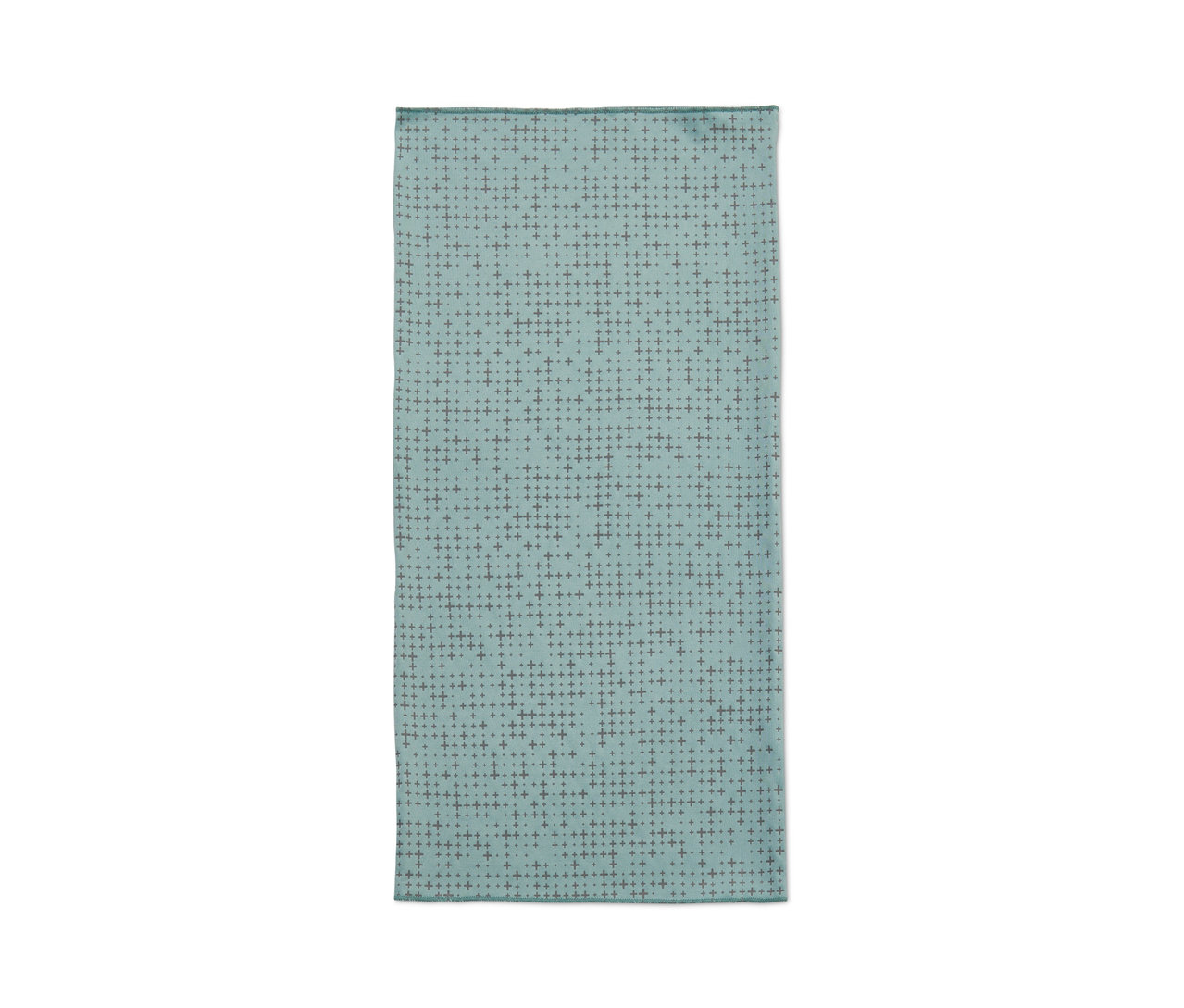 Modrá multifunkčná šatka s potlačou krížikov.