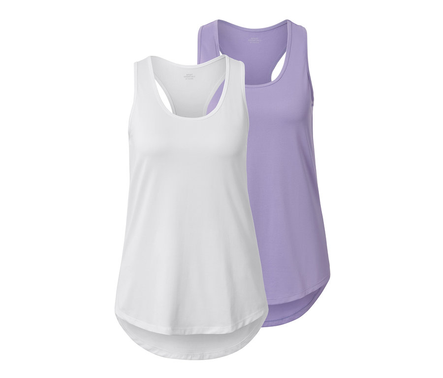 Dva funkčné topy: biely a orgovánový.