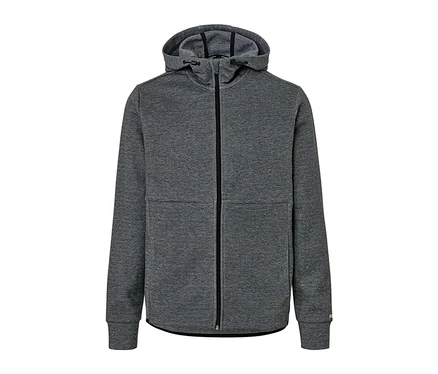 Sivá funkčná tepláková mikina na zips s kapucňou.