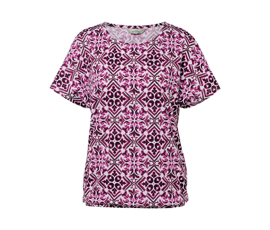 Vzorované blúzkové tričko, vínové.