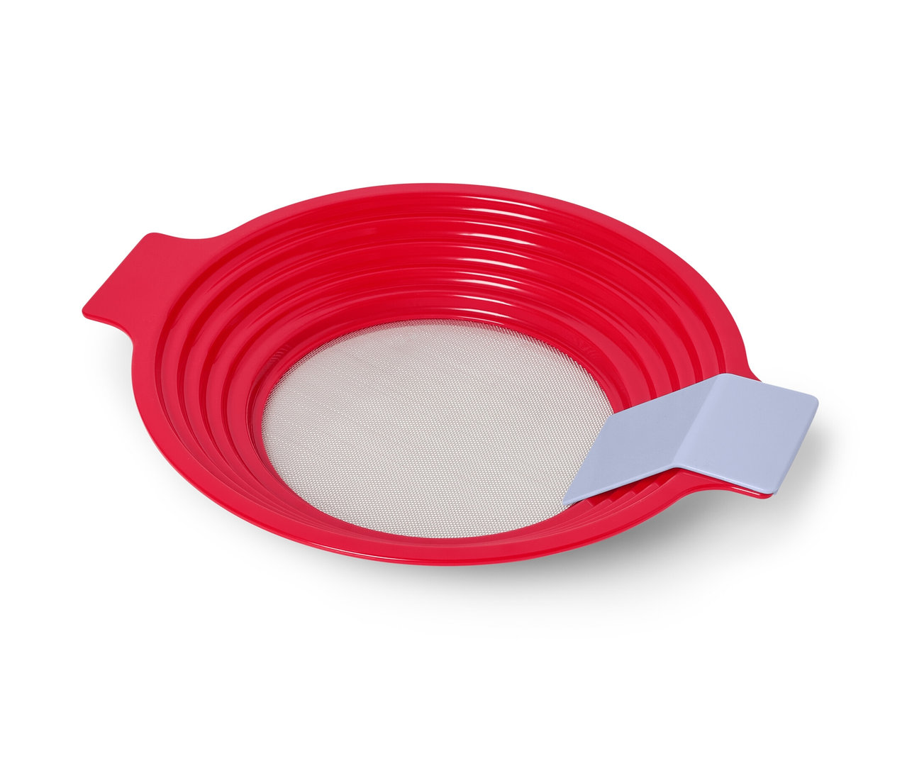 Červené sito 2 v 1: na preosievanie múky a pasírovanie.