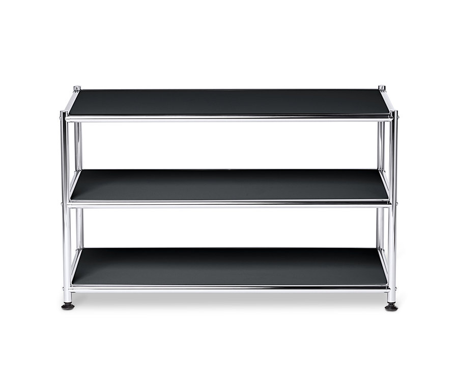Čierny kovový konferenčný stolík »CN3« s otvorenými policami.