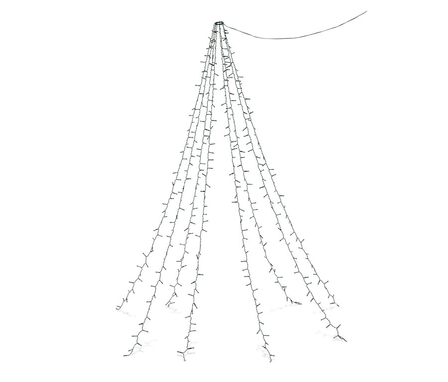 LED osvetlenie na vianočný stromček visí zhora.