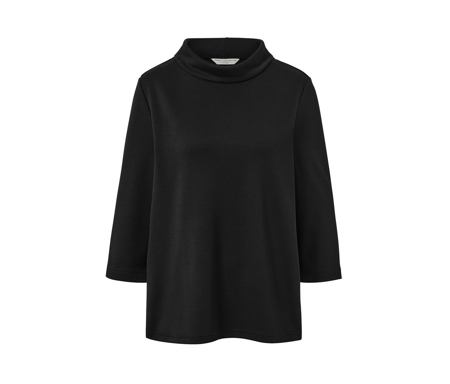 Čierne mikinové tričko s trojštvrťovými rukávmi.