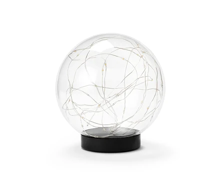 Sklenená guľa s LED, cca 15 cm.