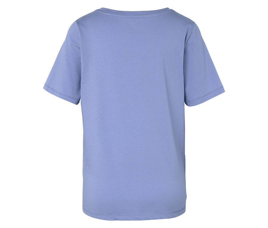 Svetlomodré tričko s krátkym rukávom, pohľad zozadu.