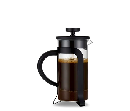 Čierna kanvica french press 300 ml s 2 šálkami.