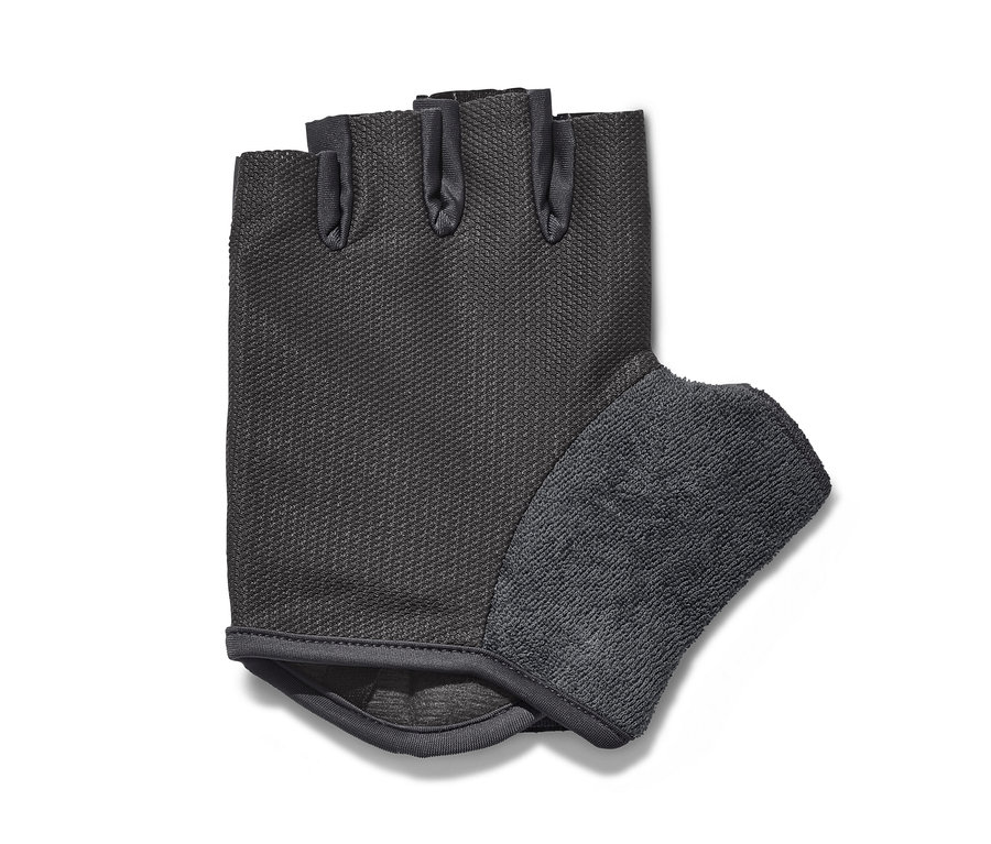 Čierna cyklistická rukavica bez prstov.